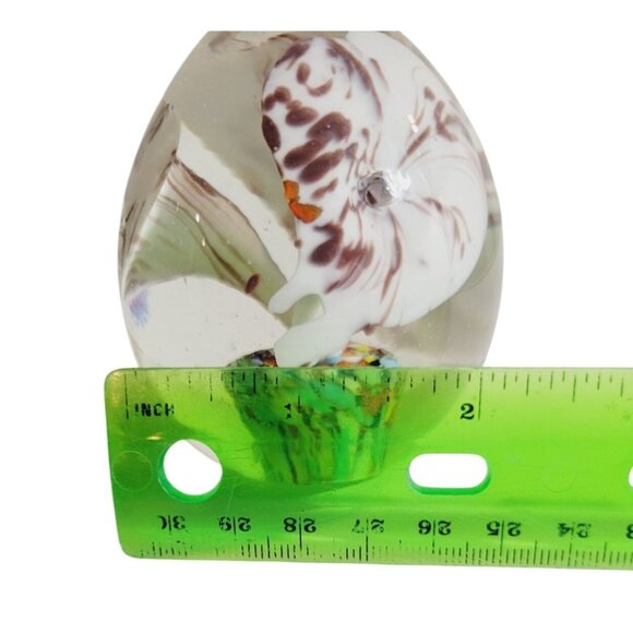 Vintage Hand Blown Paperweight Egg Shaped Art Glass Jack in Pulpit Flower - Picture 8 of 8